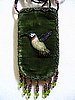 Olive green cell phone holder w/ hummingbird